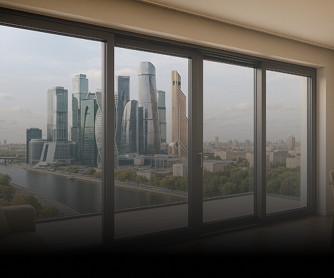Раздвижные системы из алюминия от Алюмания в Москве. Установка подъемно-раздвижной конструкции.